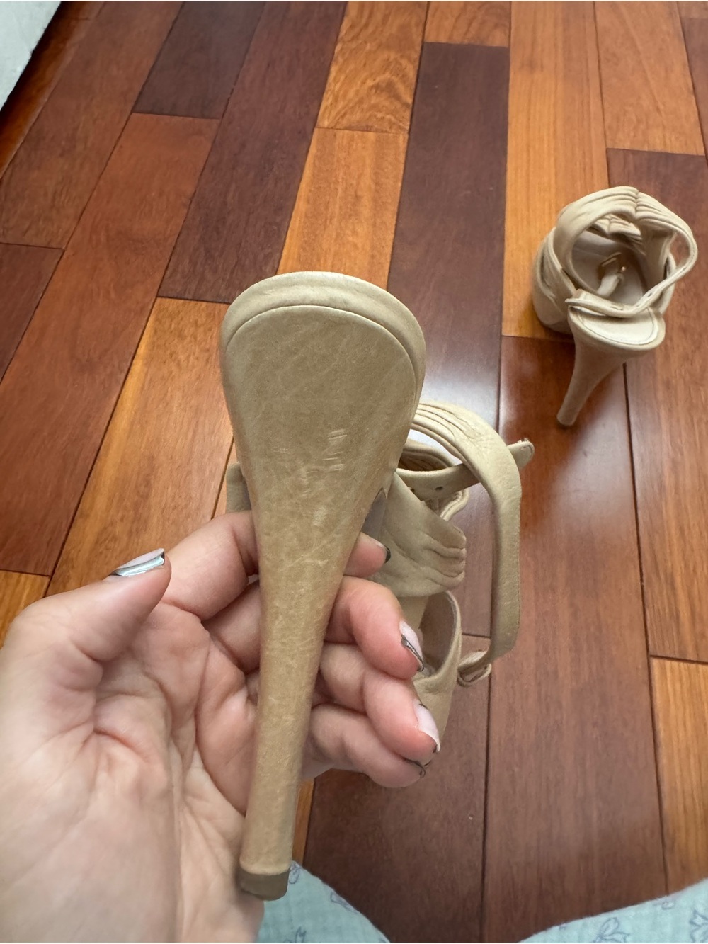 Prada Tan Knotted Leather Heeled Sandals - Picture 5 of 5
